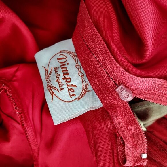 Dimples Los Angeles Red Silk Short Sleeve Dress With Sash Size 6x - Picture 5 of 9